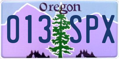 OR license plate 013SPX
