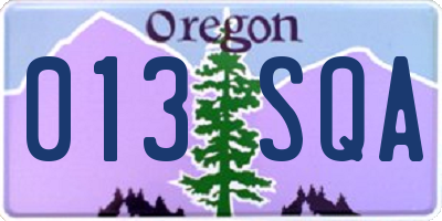 OR license plate 013SQA