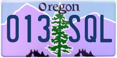 OR license plate 013SQL