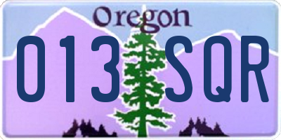 OR license plate 013SQR