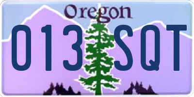 OR license plate 013SQT