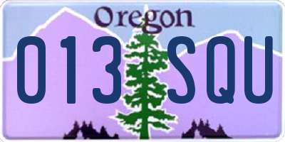 OR license plate 013SQU