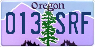 OR license plate 013SRF
