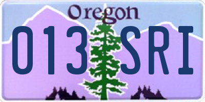 OR license plate 013SRI