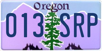 OR license plate 013SRP