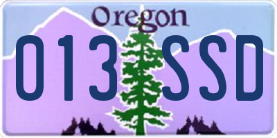 OR license plate 013SSD