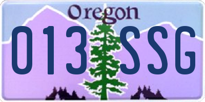OR license plate 013SSG