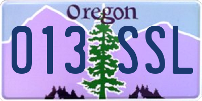 OR license plate 013SSL