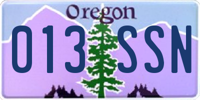 OR license plate 013SSN