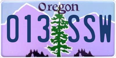 OR license plate 013SSW