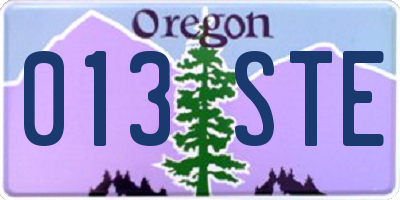 OR license plate 013STE