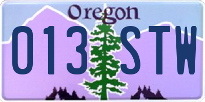 OR license plate 013STW