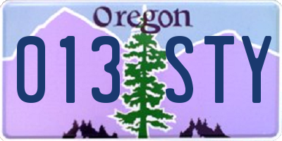 OR license plate 013STY