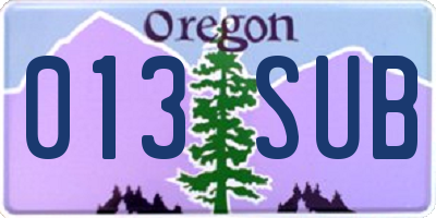OR license plate 013SUB
