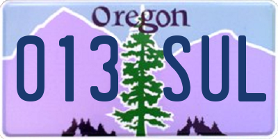 OR license plate 013SUL