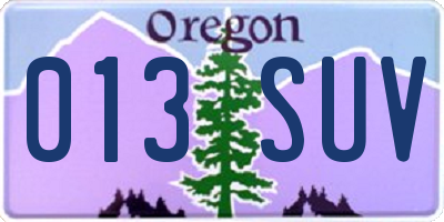 OR license plate 013SUV