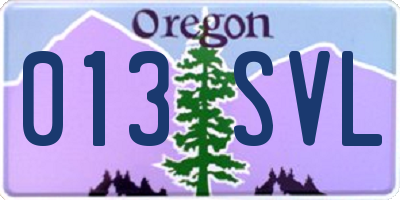 OR license plate 013SVL