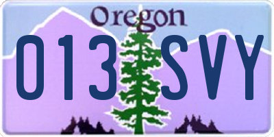 OR license plate 013SVY