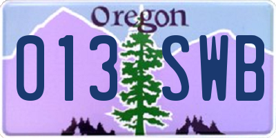 OR license plate 013SWB