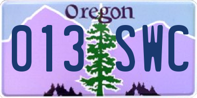 OR license plate 013SWC