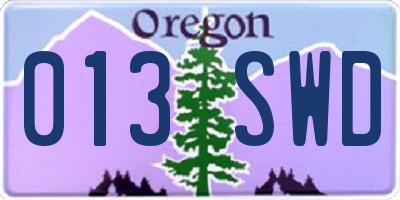 OR license plate 013SWD