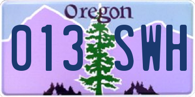 OR license plate 013SWH