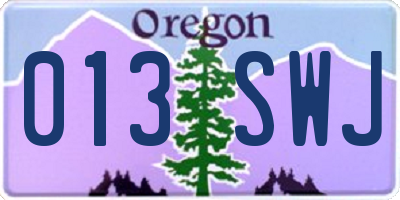 OR license plate 013SWJ