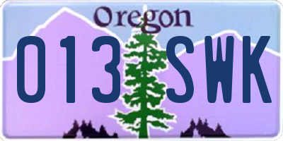 OR license plate 013SWK