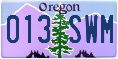 OR license plate 013SWM