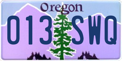 OR license plate 013SWQ