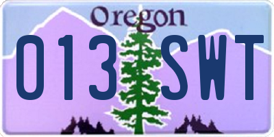 OR license plate 013SWT