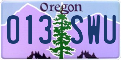 OR license plate 013SWU