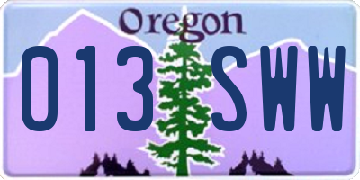 OR license plate 013SWW