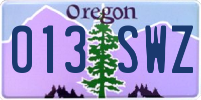 OR license plate 013SWZ