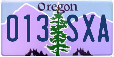 OR license plate 013SXA