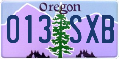 OR license plate 013SXB