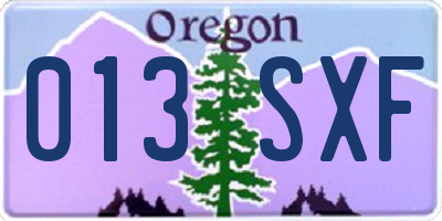 OR license plate 013SXF