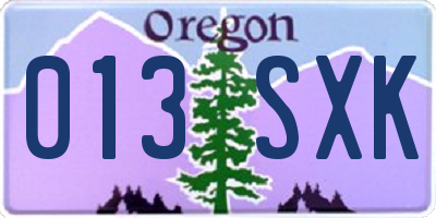 OR license plate 013SXK