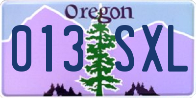 OR license plate 013SXL
