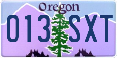 OR license plate 013SXT