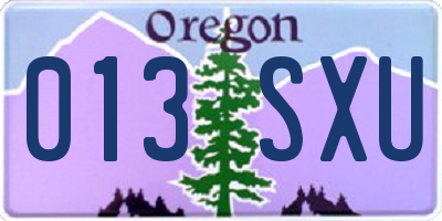 OR license plate 013SXU