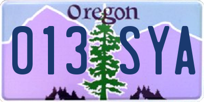 OR license plate 013SYA