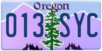OR license plate 013SYC