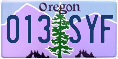 OR license plate 013SYF