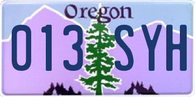 OR license plate 013SYH