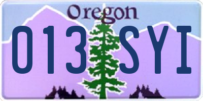 OR license plate 013SYI