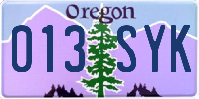 OR license plate 013SYK