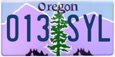 OR license plate 013SYL