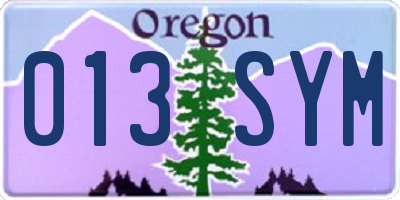 OR license plate 013SYM