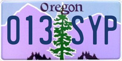 OR license plate 013SYP